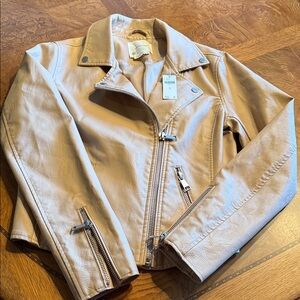 Anthropologie Cream Leather Jacket